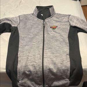 Minnesota Wild Top of the World Gray and Black Athletic Lightweight Full Zip